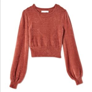 ASTR the Label Sorbet Puff Sleeve Sweater - M - Mauve